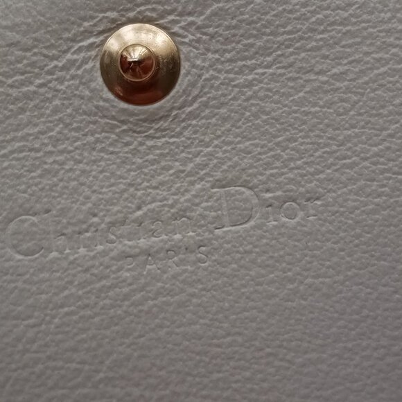 Christian Dior Cream & Blue Dot Leather Bi-Fold Small Wallet with letters charm - Picture 10 of 16